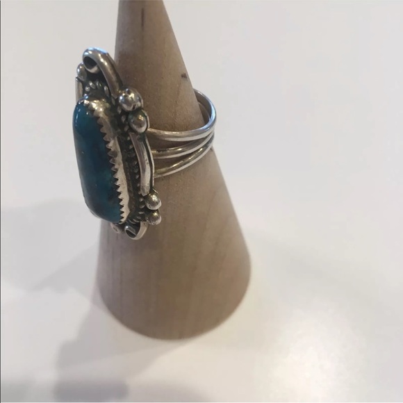 Vintage Sterling Silver Turquoise Ring large - Picture 7 of 8